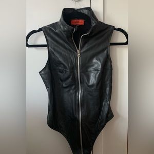 Sixtine faux leather bodysuit size Small